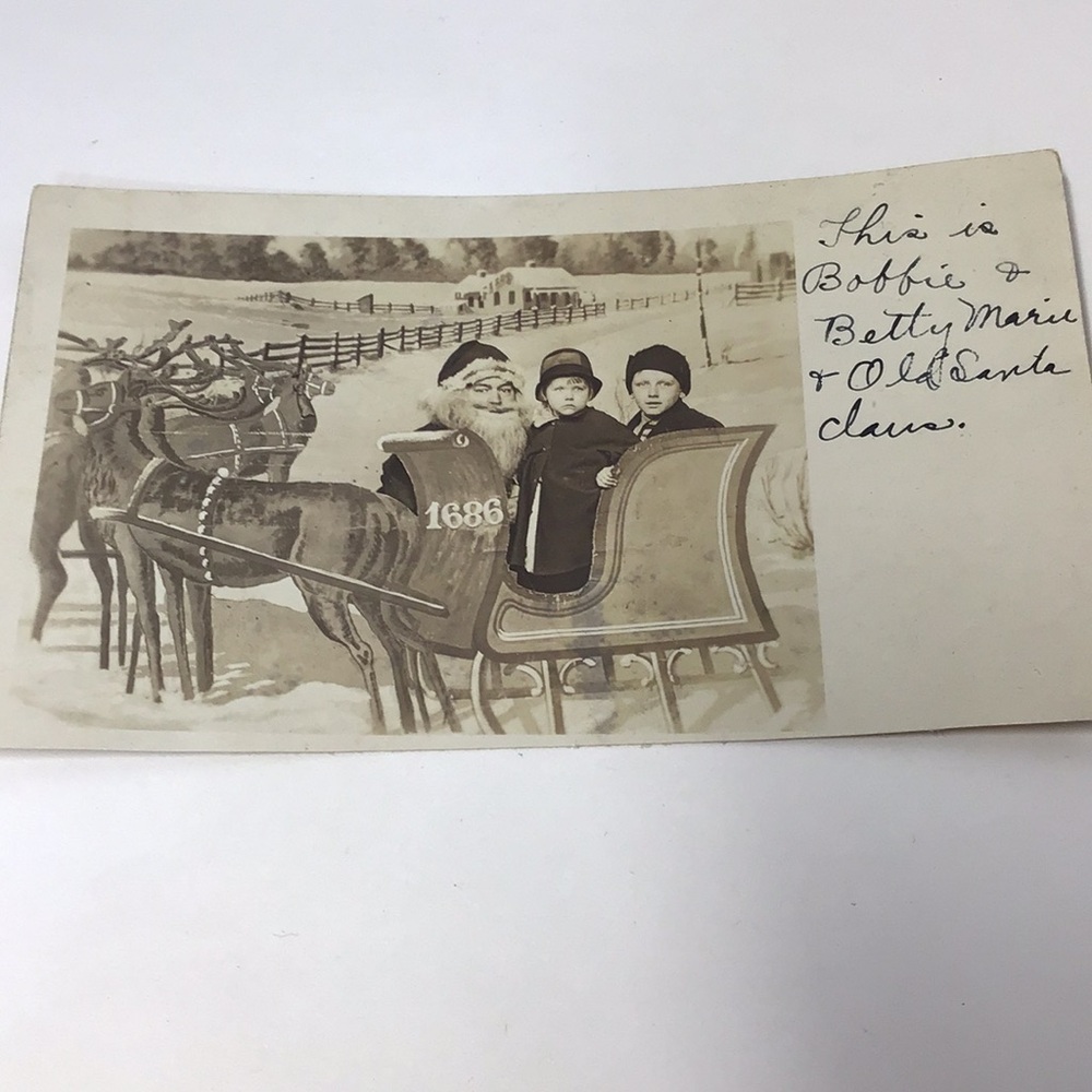 Supercreepy old Vintage Santa Claus Postcard Antique ephemera Christmas postcard